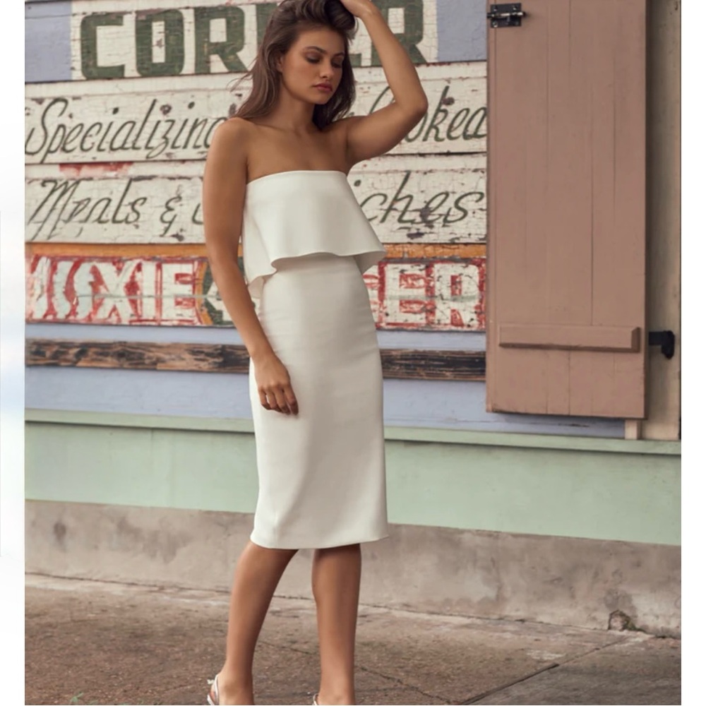 Likely Driggs Strapless White Midi Dress NWT Bridal Shower Rehearsal Dinner